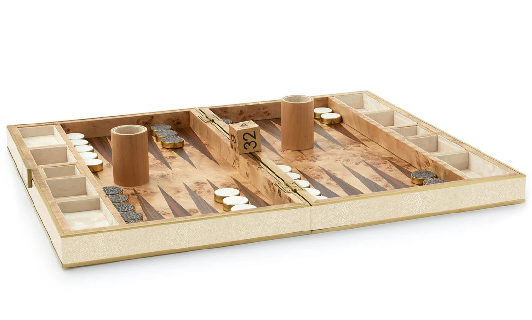 Shagreen Backgammon Set, Cream