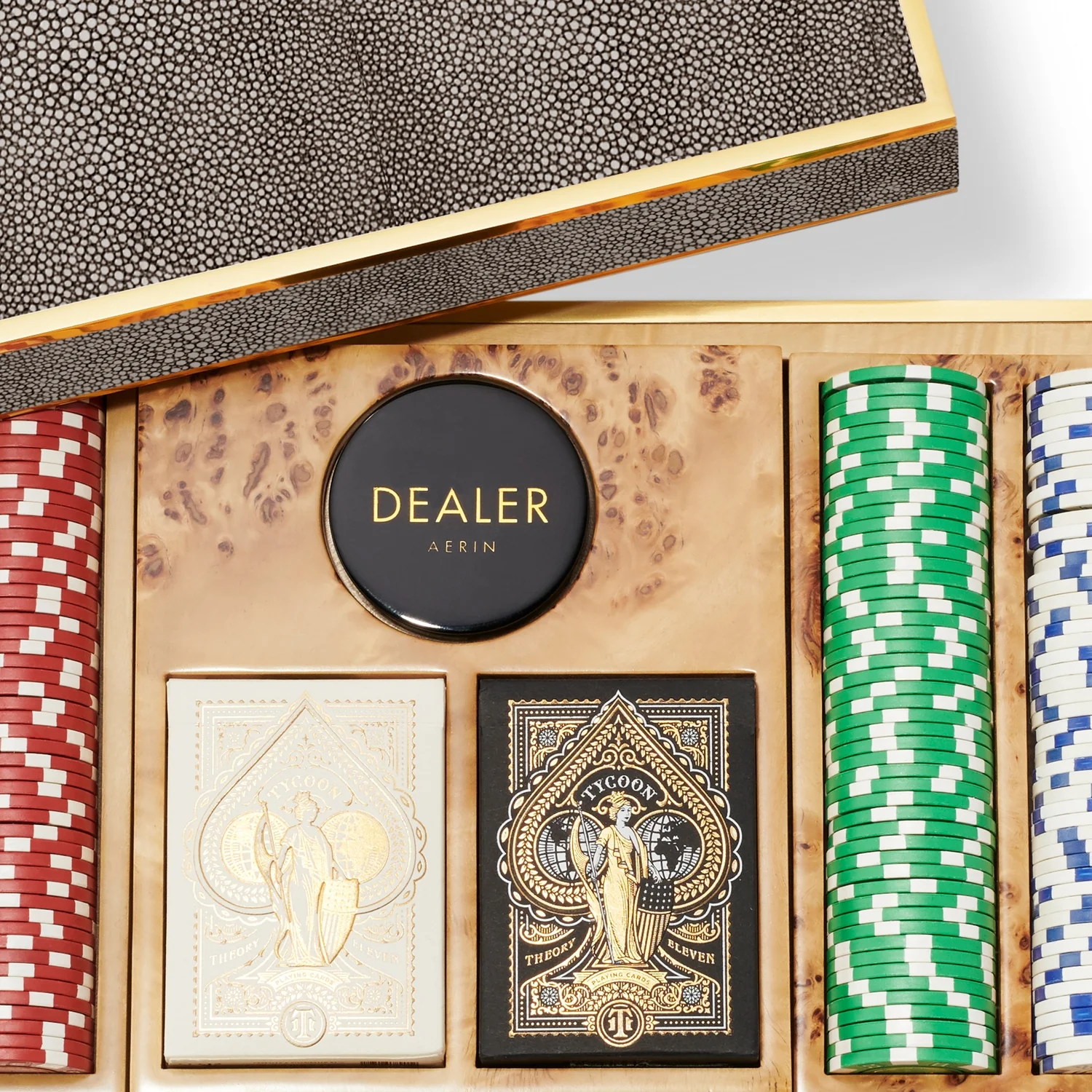 Shagreen Poker Set, Chocolate - Image 3