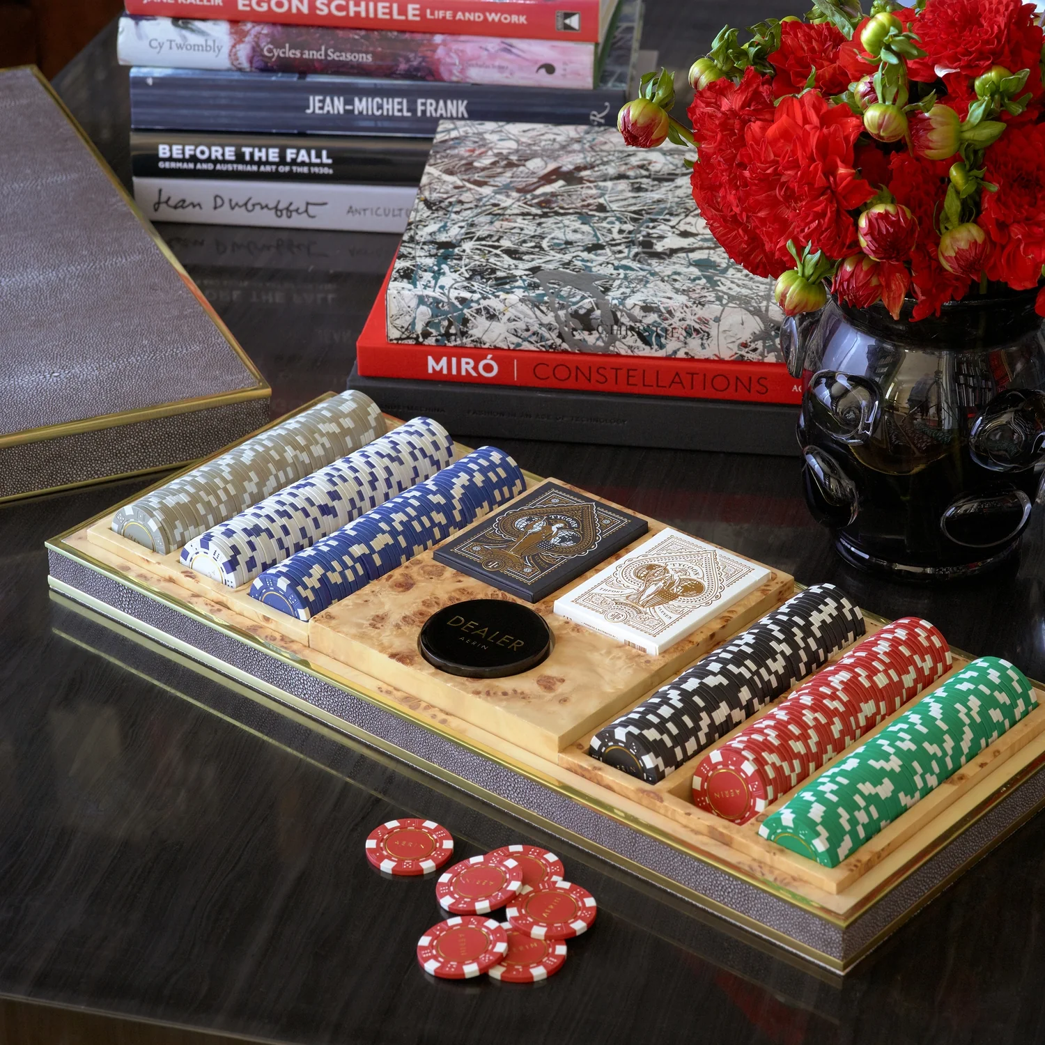 Shagreen Poker Set, Chocolate - Image 5