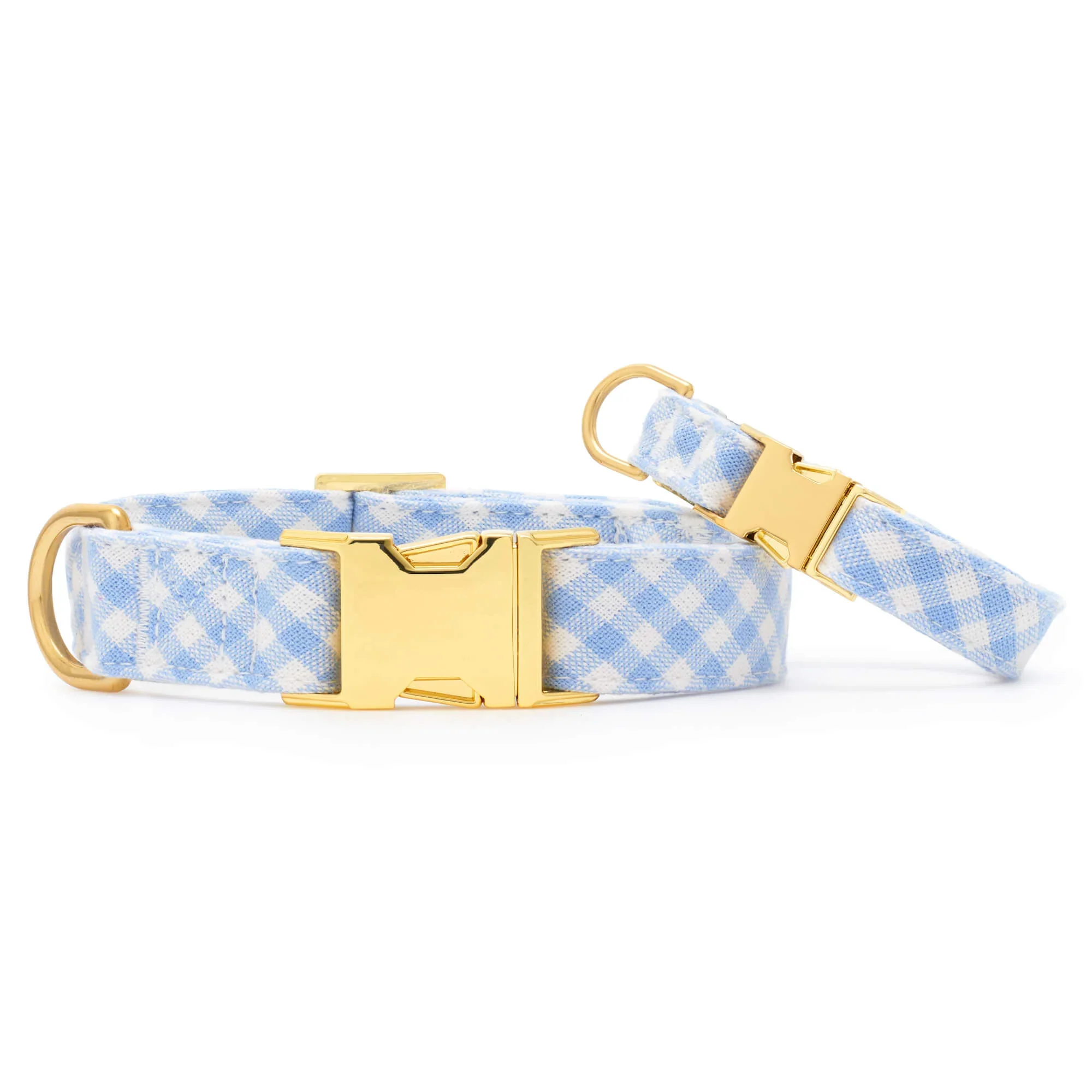 Sky Blue Gingham Spring Dog Collar - Image 2