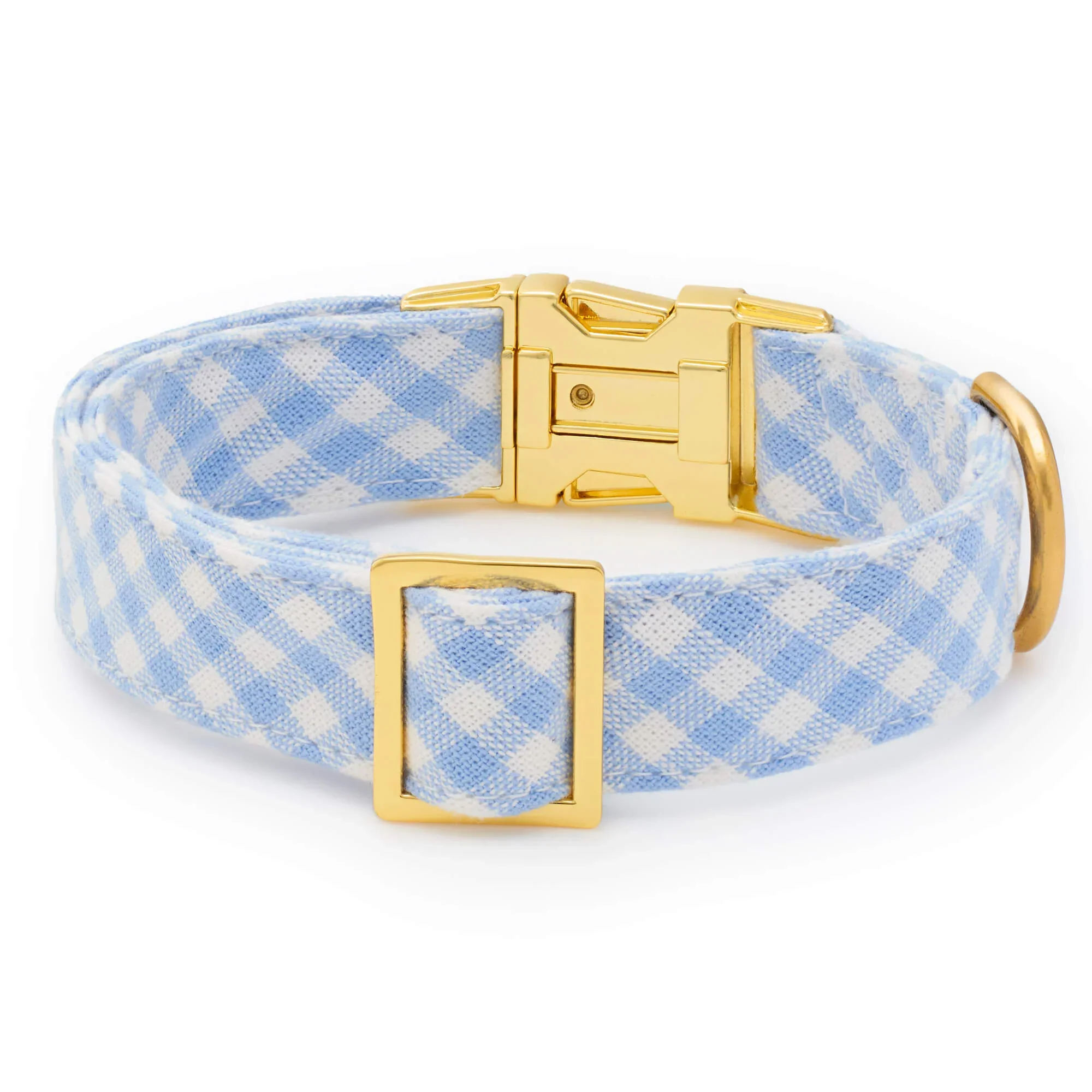 Sky Blue Gingham Spring Dog Collar - Image 3