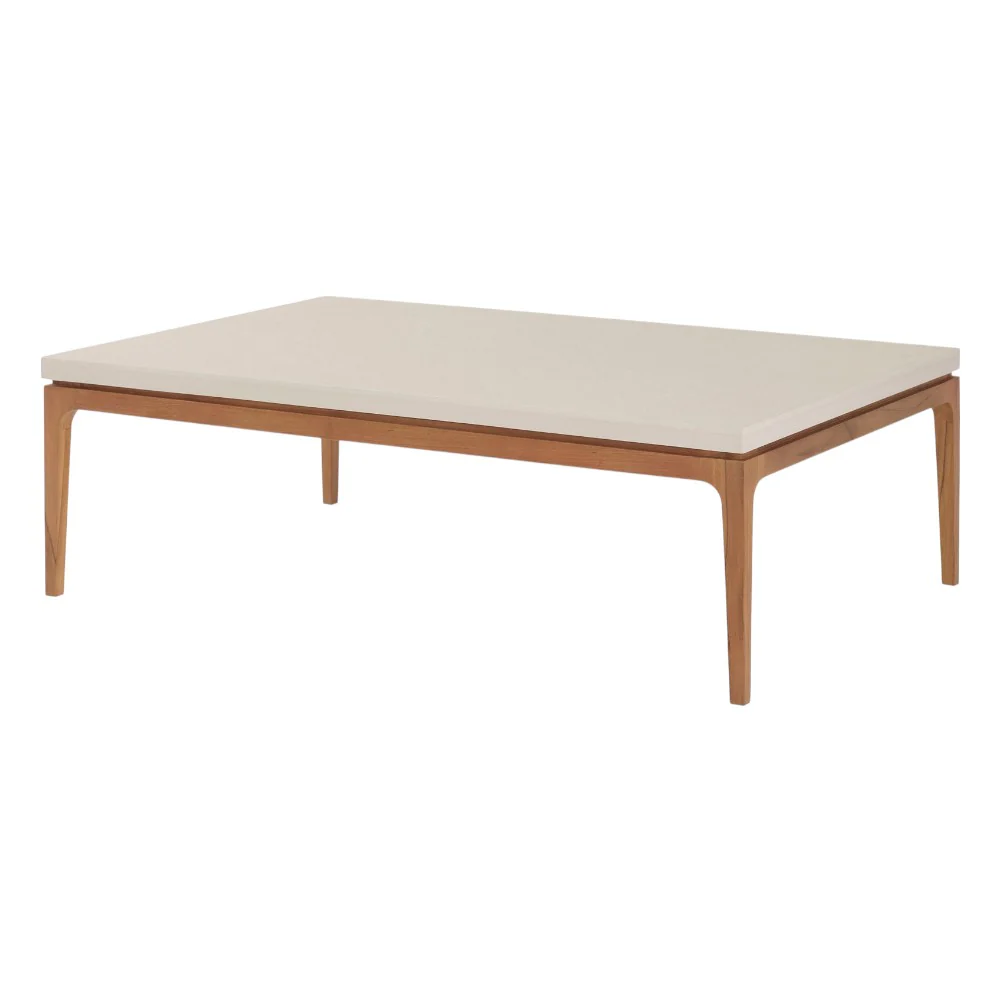 Sloop Rectangle Cocktail Table in Natural Teak with Bianco Crema Dune