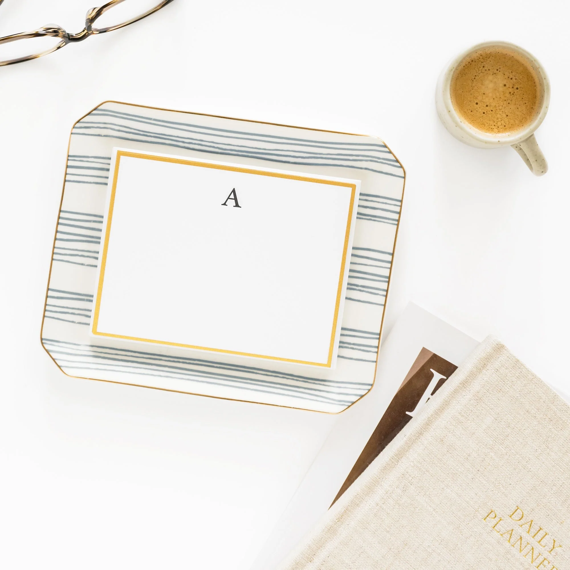 Dusty Blue Stripe Trinket Tray - Image 2