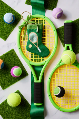 Tennis Green Needle Point Stocking - Image 2
