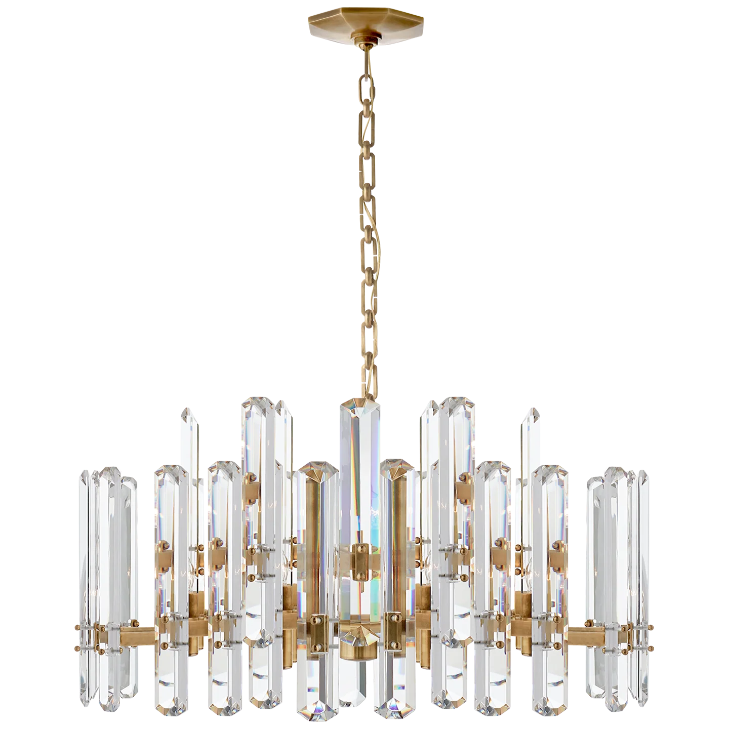 Bonnington Chandelier in Hand-Rubbed Antique Brass with Crystal