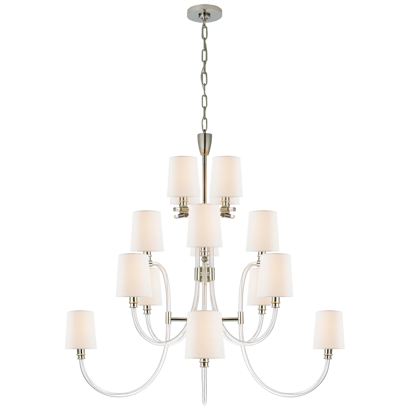 Clarice Large Chandelier, Crystal/Polished Nickel
