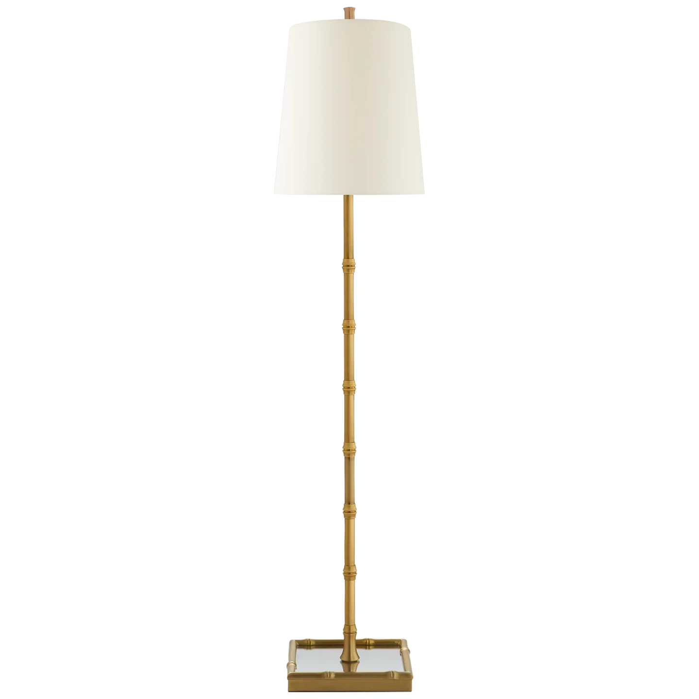 Grenol Buffet Lamp in Hand-Rubbed Antique Brass with Natural Percale Shade