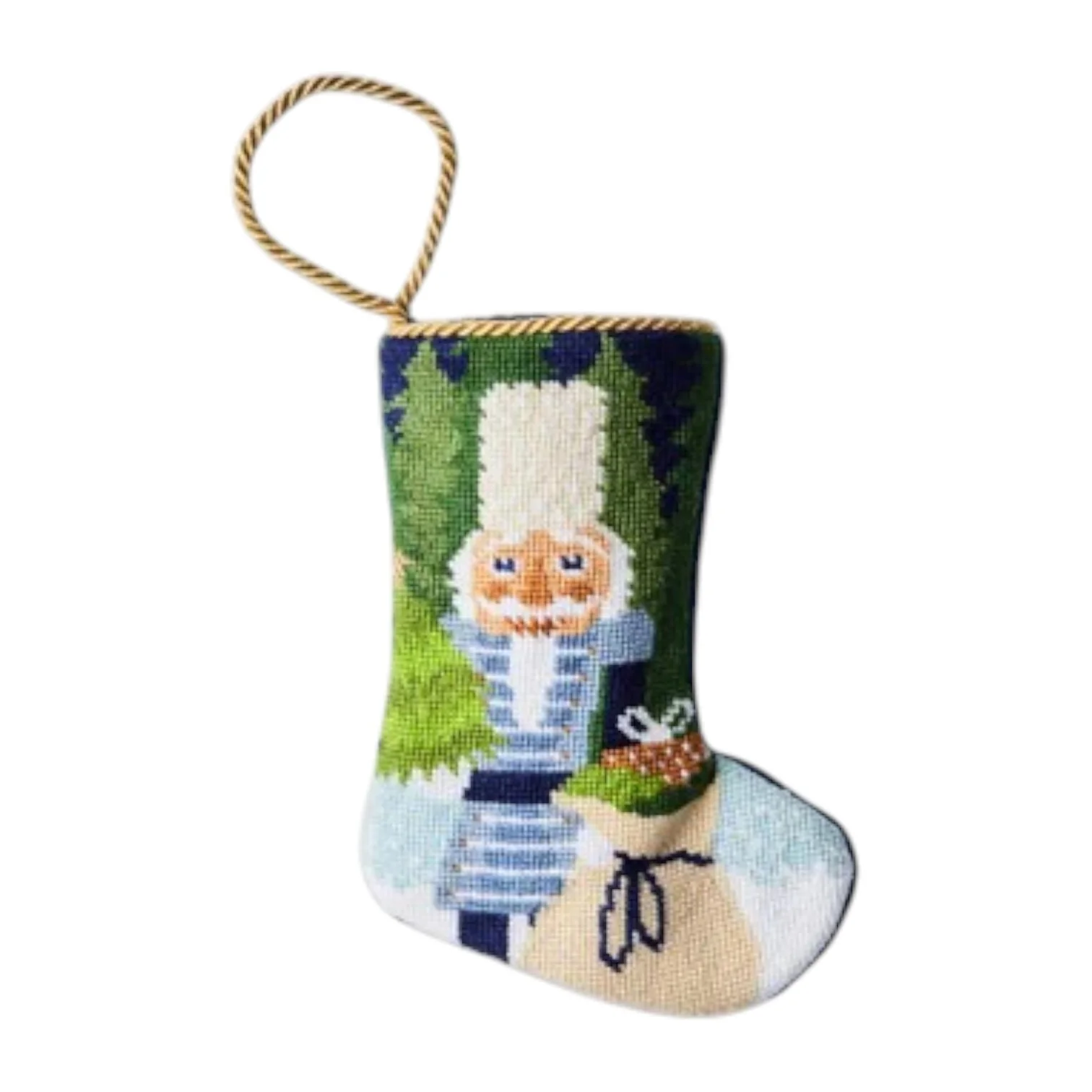 Winter Solstice Nutcracker Needle Point Stocking