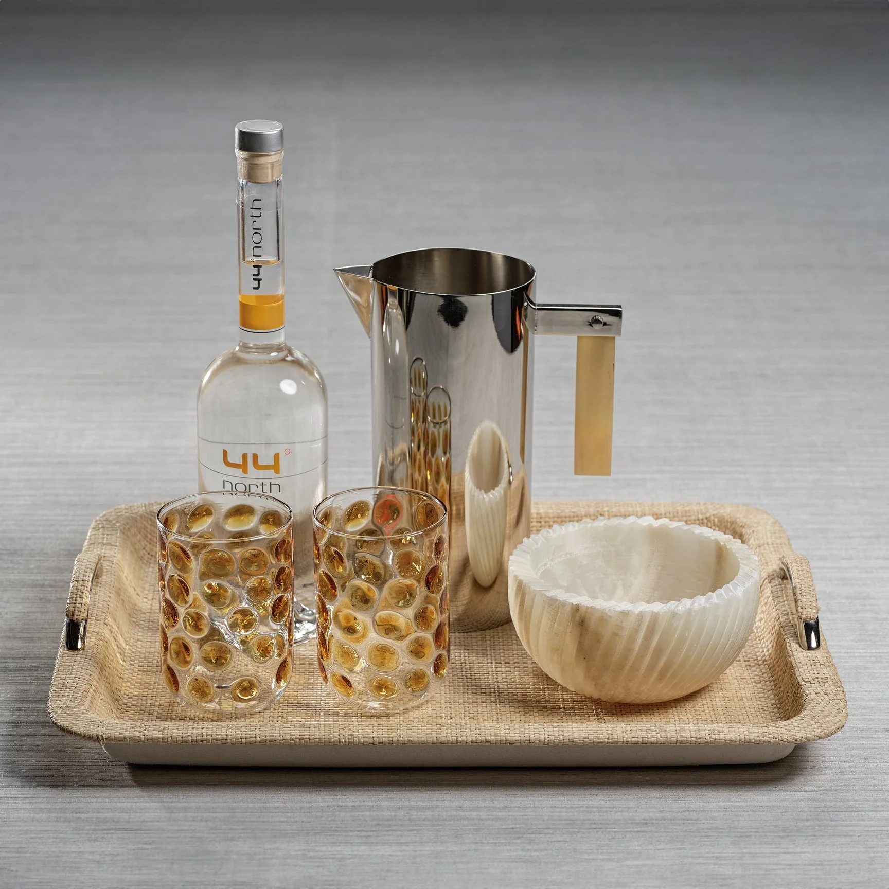 Airelles Raffia and Chambray Serving Tray - Image 2