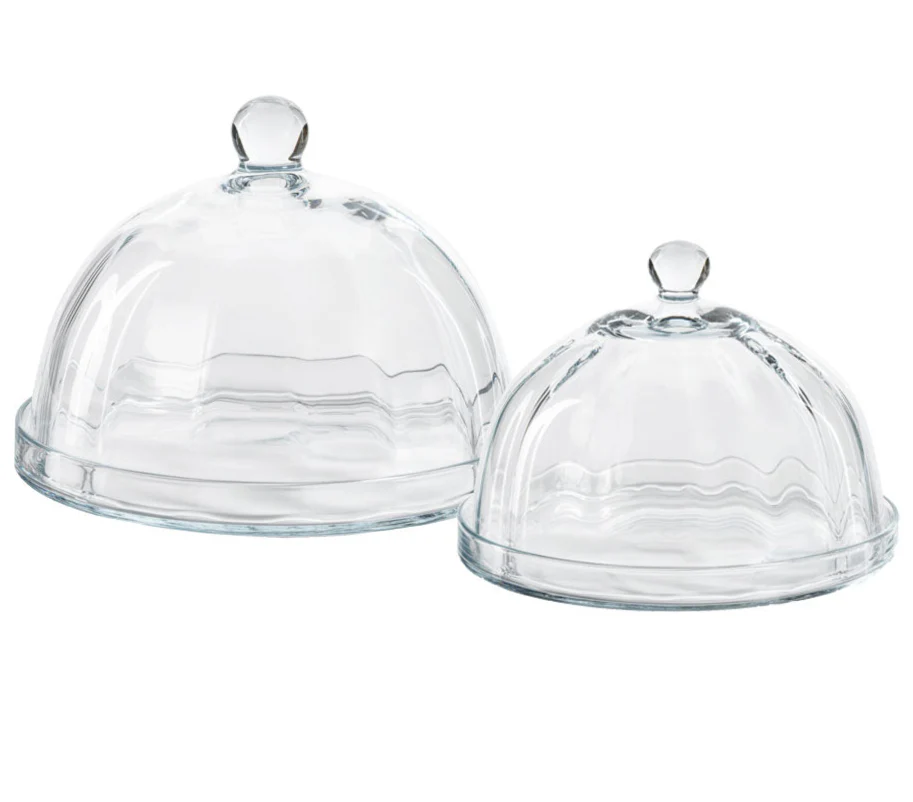 Loulou Optic Pastry Glass Plate with Cloche