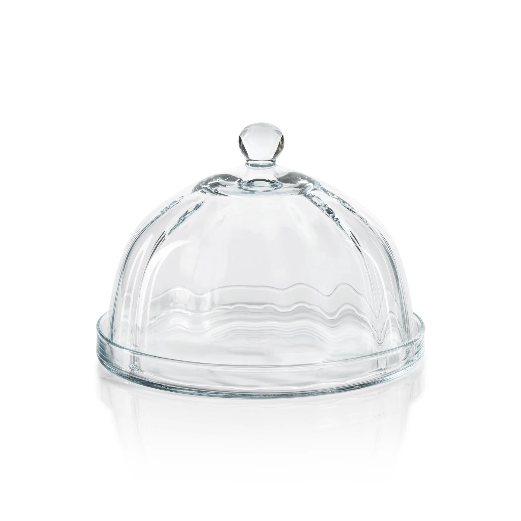 Loulou Optic Pastry Glass Plate with Cloche - Image 2