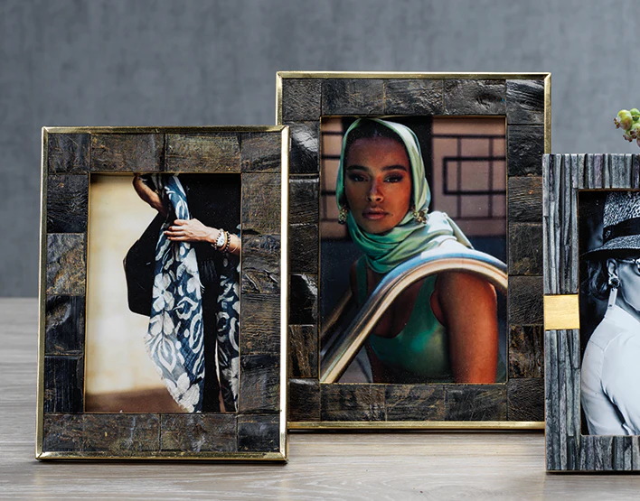 Natural Horn with Brass Trim Frame Collection - Image 2