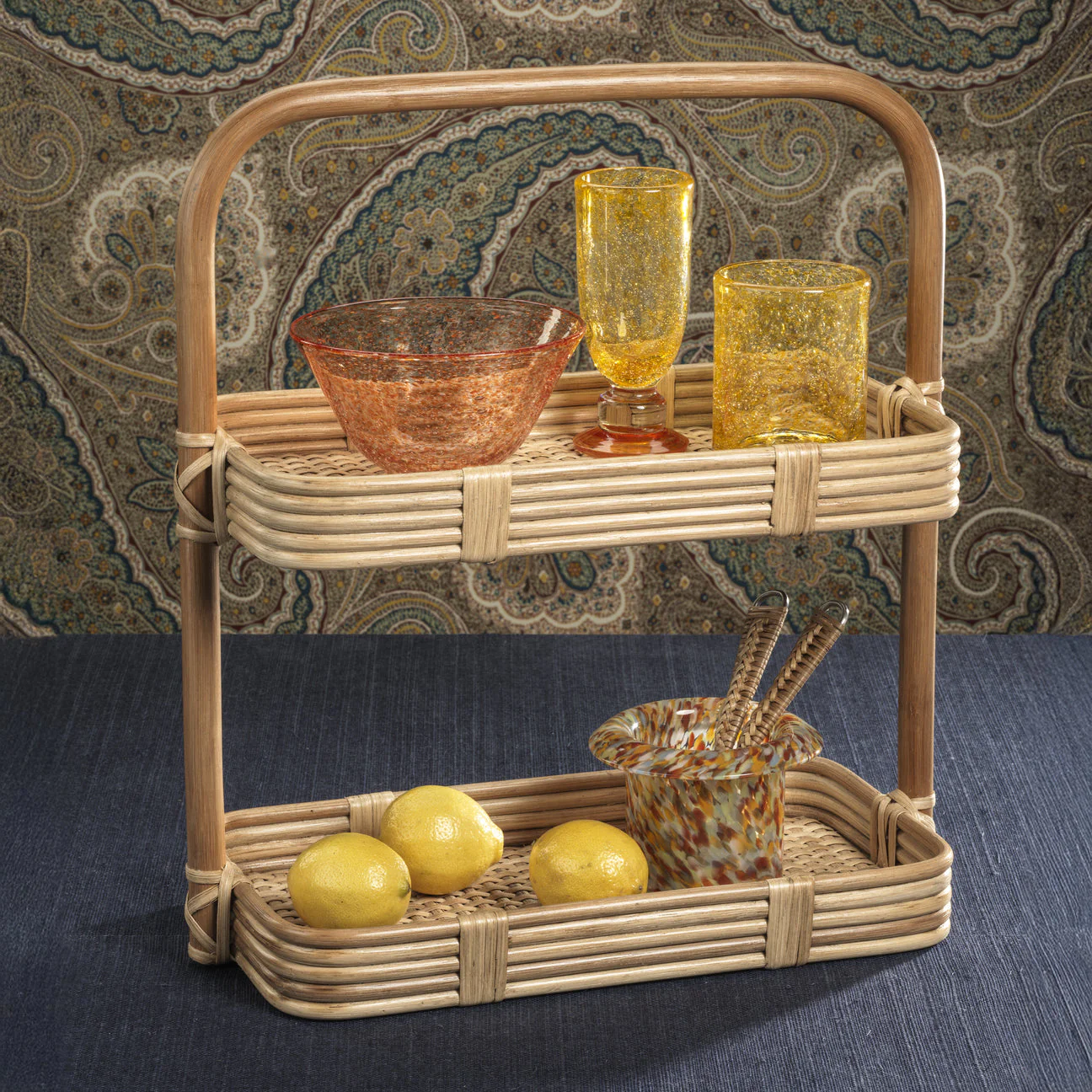 Tropique Two-Tier Rattan Tray - Image 2